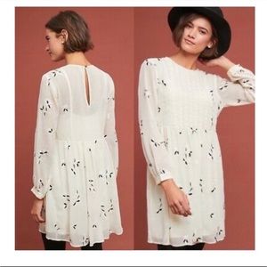 Anthropologie Feather Bone Feuille Embroidered Tunic Dress Size 8
